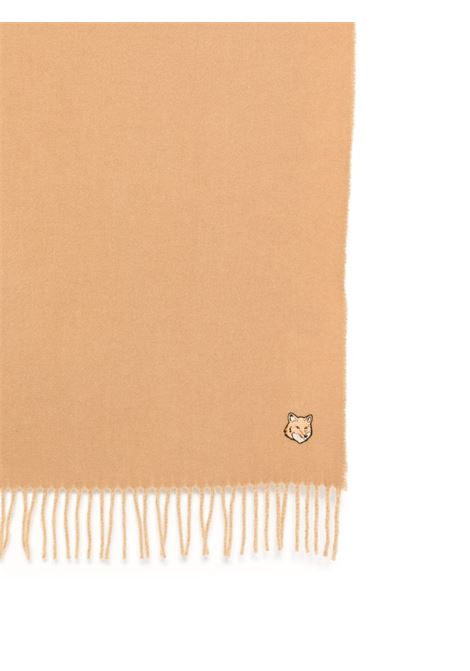 Beige Bold Fox head patch scarf Maison kitsuné - men MAISON KITSUNÉ | NM06201WA0018P245